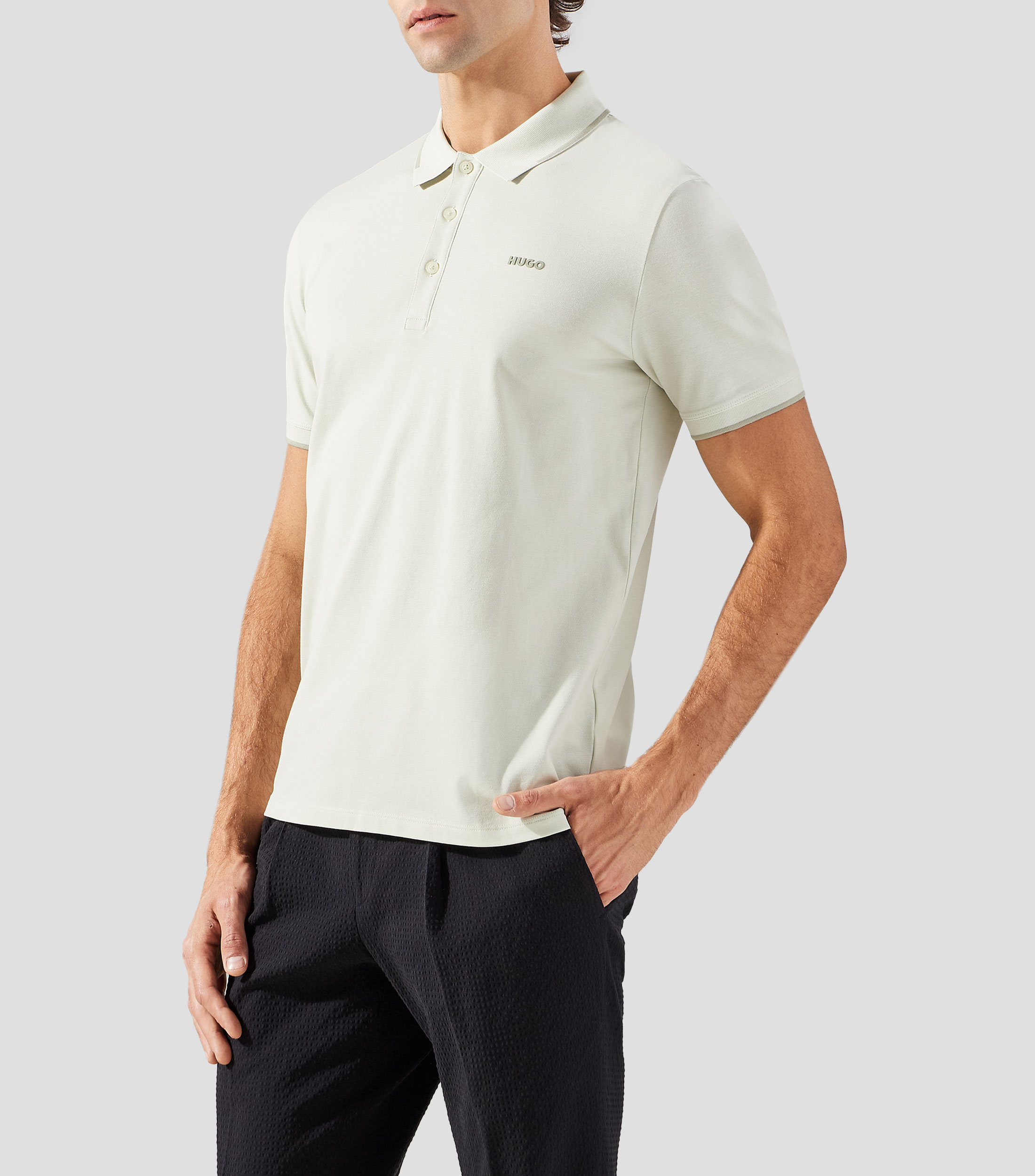 Playera polo manga corta lisa Hombre